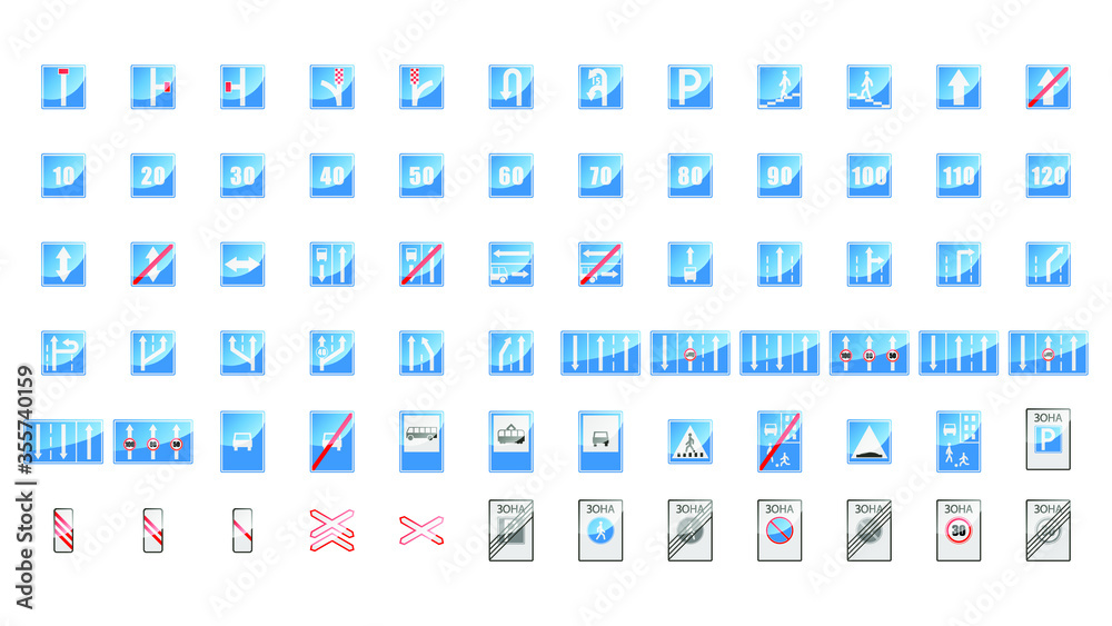 Set Of Different Collection Road Signs Vector Traffic
