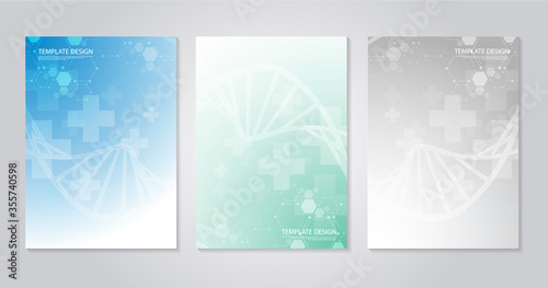 Template brochure or cover book  page layout  flyer design. Concept and idea for health care  technology. science icon pattern medical innovation concept. vector design.