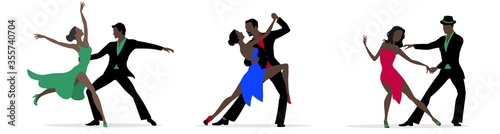 dancing couple silhouettes. vector illustration