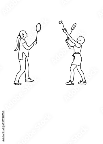 Continuous line drawing, Sport people activities,