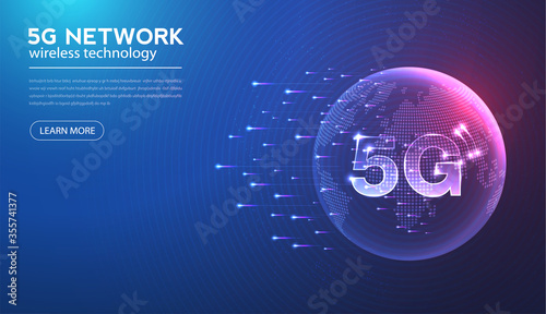 5G network wireless internet Wi-fi connection and internet of things with modern. high speed innovation connection data rate technology vector illustration.