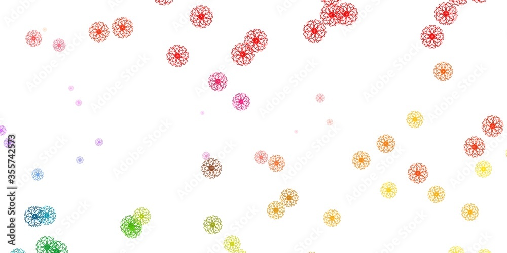 Light Purple, Pink vector doodle texture with flowers.