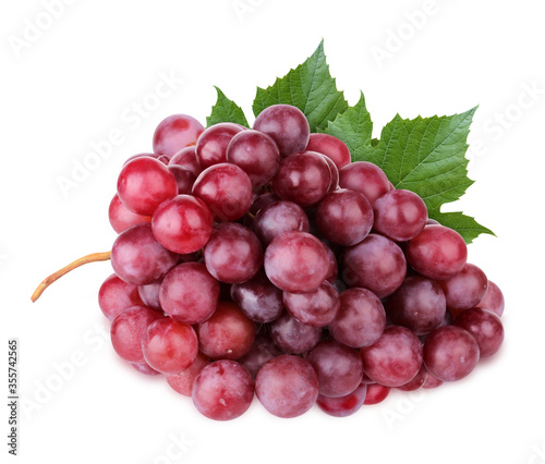 bunch of red grapes isolated on a white background.