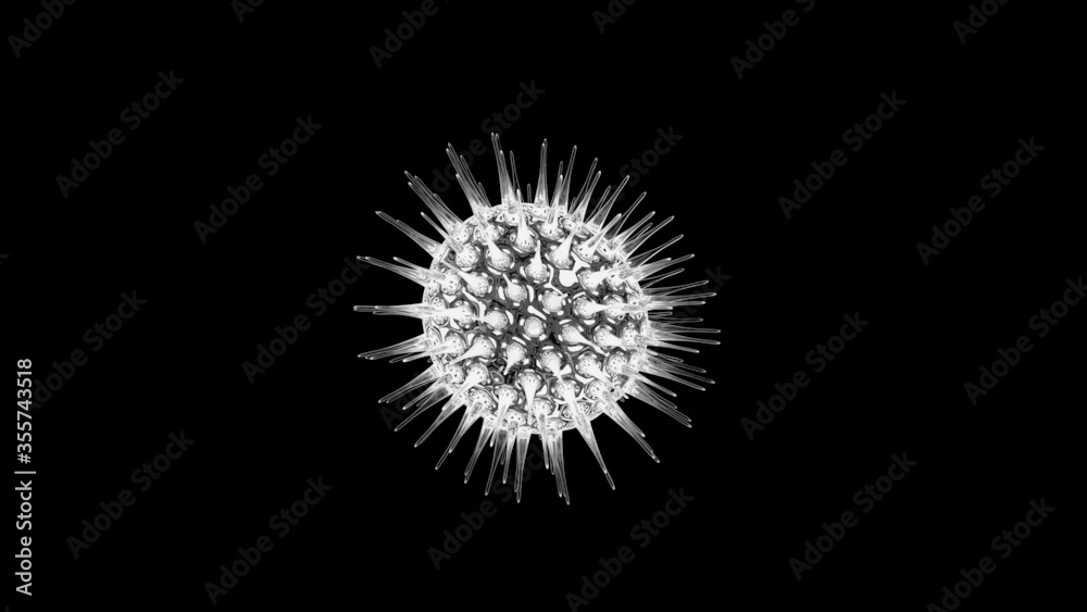 Virus White Black Close Up Corona. 3D Rendering. Virus White Black Close Up Corona. 3D Rendering.