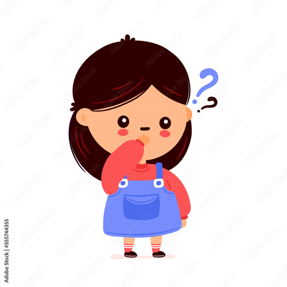 Cute funny girl with question mark Cute funny girl with question mark