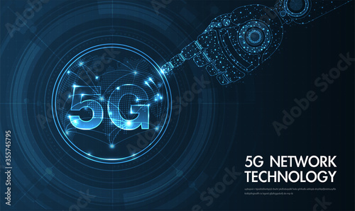 5G network wireless internet Wi-fi connection and internet of things with modern. high speed innovation connection data rate technology vector illustration.