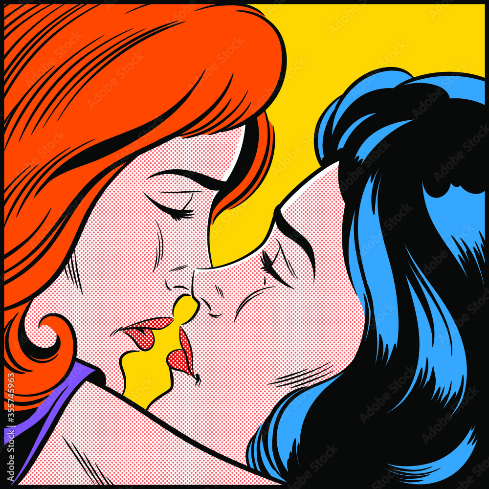 Pop Art Illustration of Romantic Same Sex Couple Stock Vector | Adobe Stock