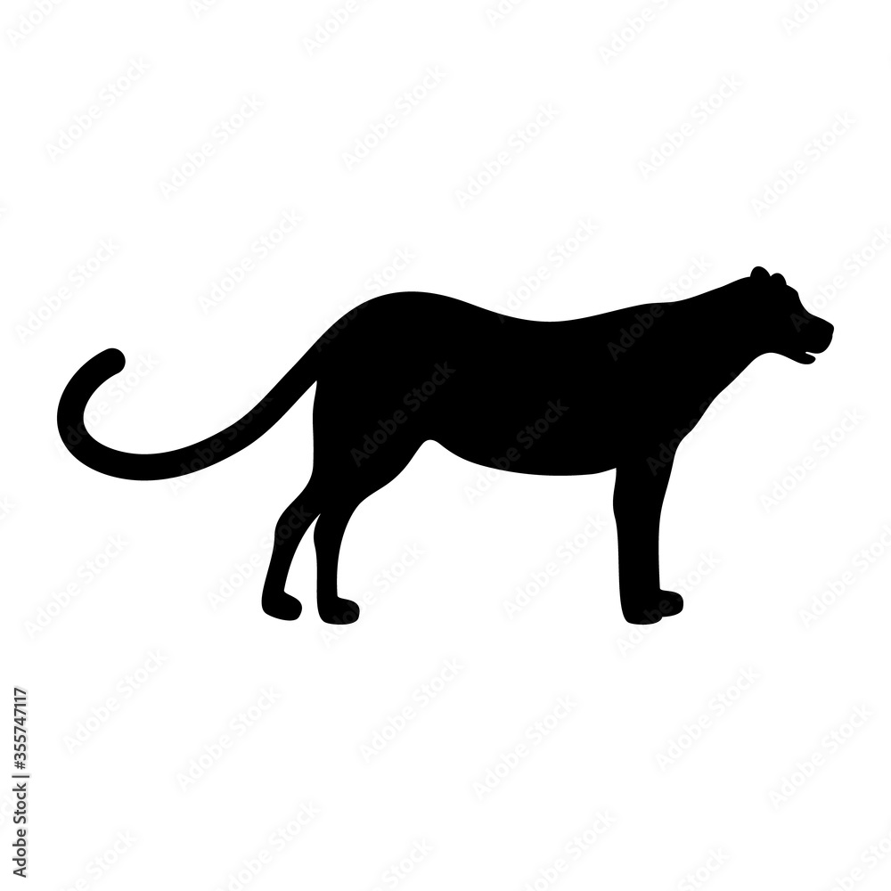 Silhouette of panther, lion, jaguar  puma, leopard and tiger. Wild animal logo vector illustration isolated on white.