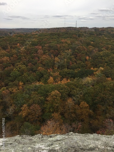 View over the forest from the Lantern Hill hiking trail in Connecticut on an autumn day  photo