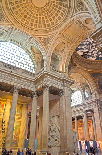 Main hall of the interior of Pantheon, the former Saint Genevieve cathedral turned into a monument for heroic and famous french citizens, Paris, France