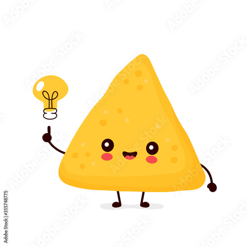 Cute happy funny nachos with light bulb