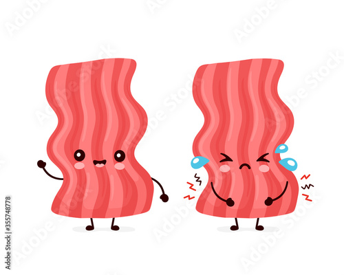 Cute happy and sad funny bacon