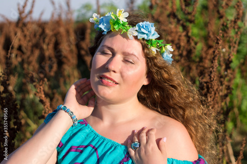 young woman with flower
