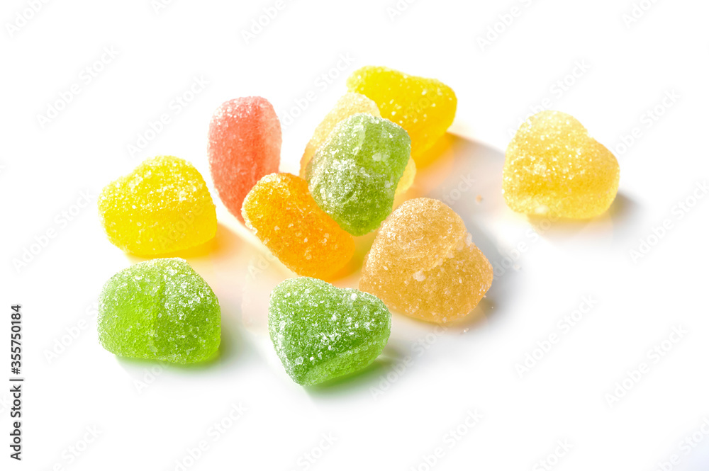 heart shaped pieces of colorful marmalade fruit jelly isolated on white background
heart shaped pieces of colorful marmalade fruit jelly isolated on white background