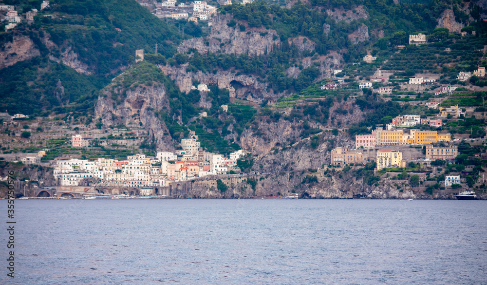Italy, Campania, Atrani and Castiglione - 14 August 2019 - Atrani and Castiglione extend over the Amalfi coast