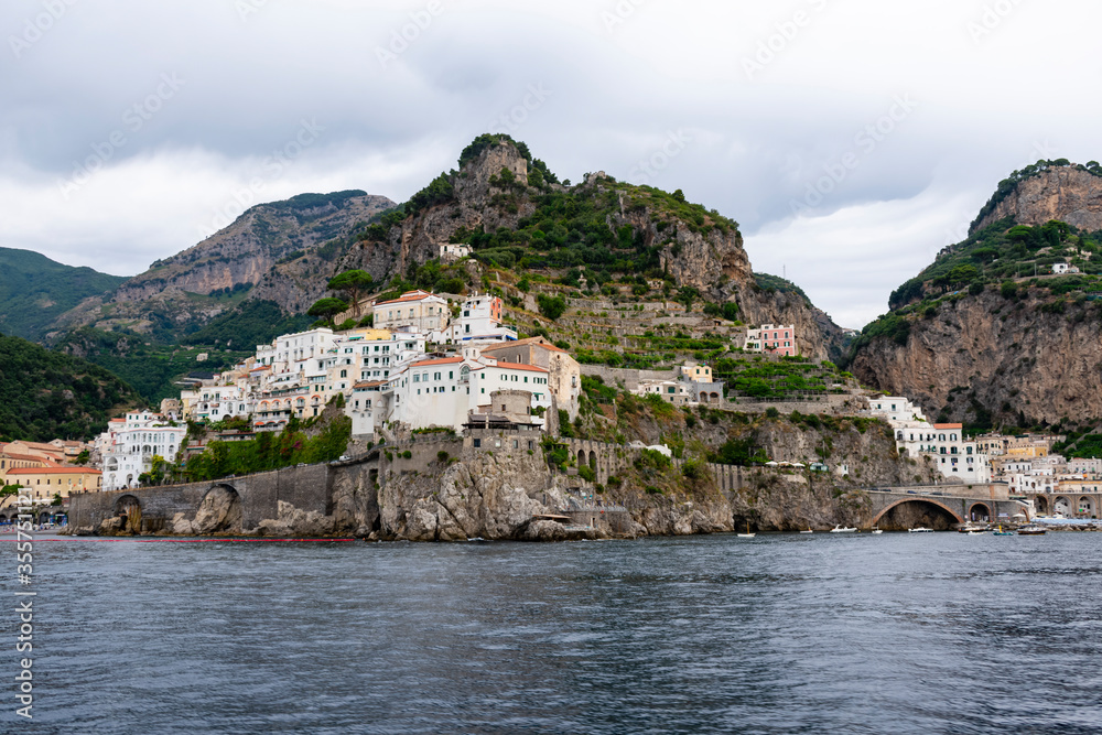 Italy, Campania, Amalfi - 14 August 2019 - A glimpse of Amalfi on the Amalfi coast
