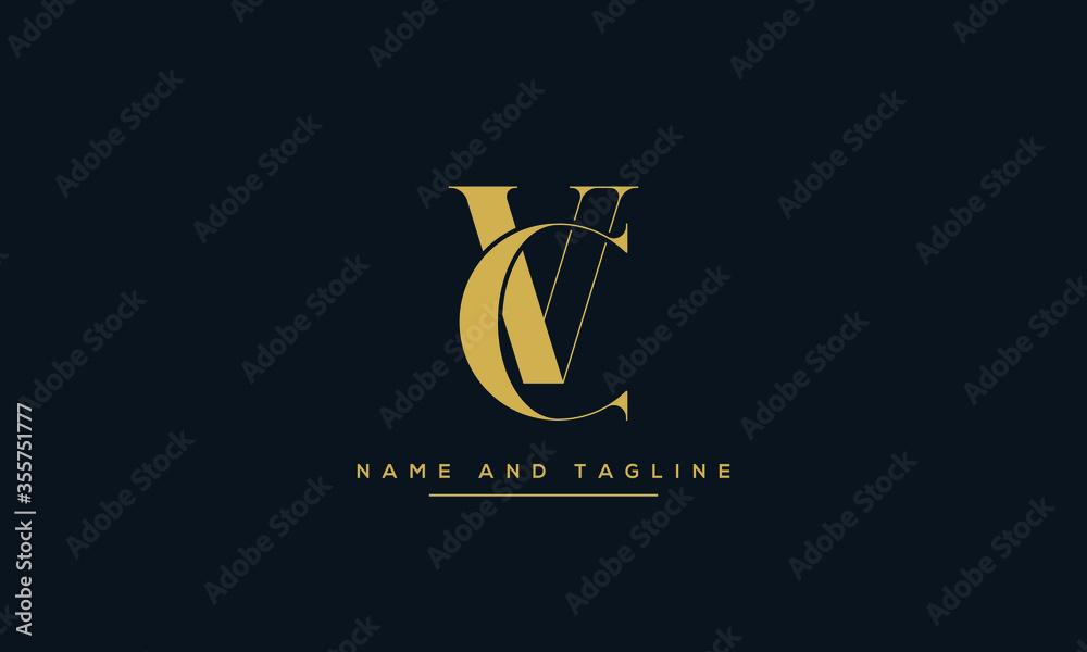 alphabet letters monogram icon logo CV or VC Stock Vector | Adobe Stock