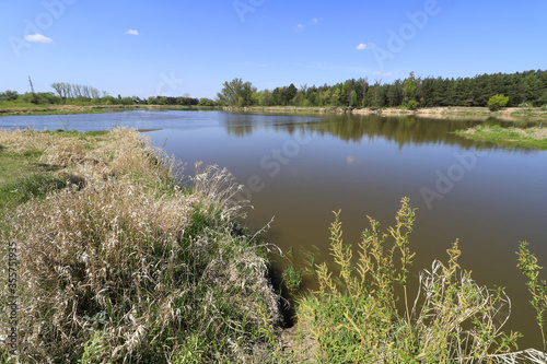 Obraz na płótnie Liwiec river flows into Bug river, Mazovia, Poland w salonie