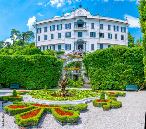 Fountain at Villa Carlotta at Tremezzo alongside lake Como in Italy