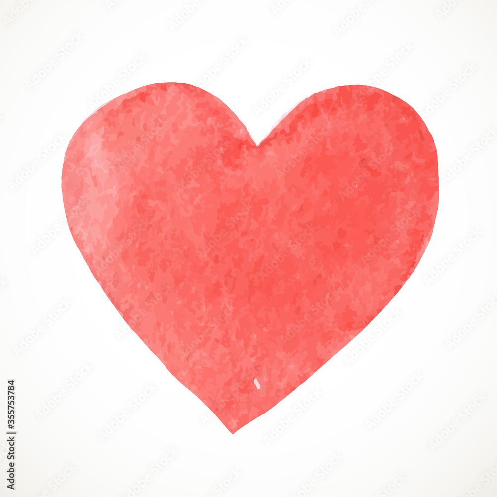 Hand painted watercolor paint heart on white background