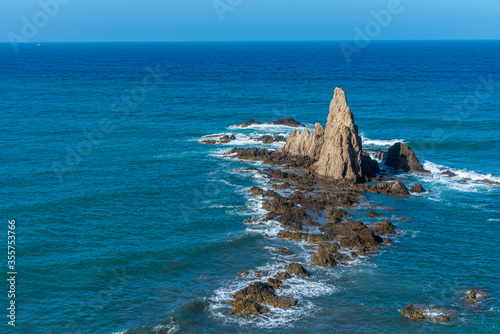 View of Arrecife de las sirenas at Cabo de Gata national park in Spain