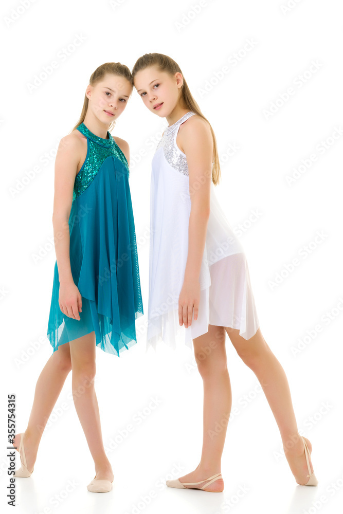 Pretty Girls Gymnasts Leaned their Heads to Each Other Pretty Girls Gymnasts Leaned their Heads to Each Other