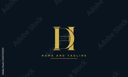 alphabet letters monogram icon logo DH or HD