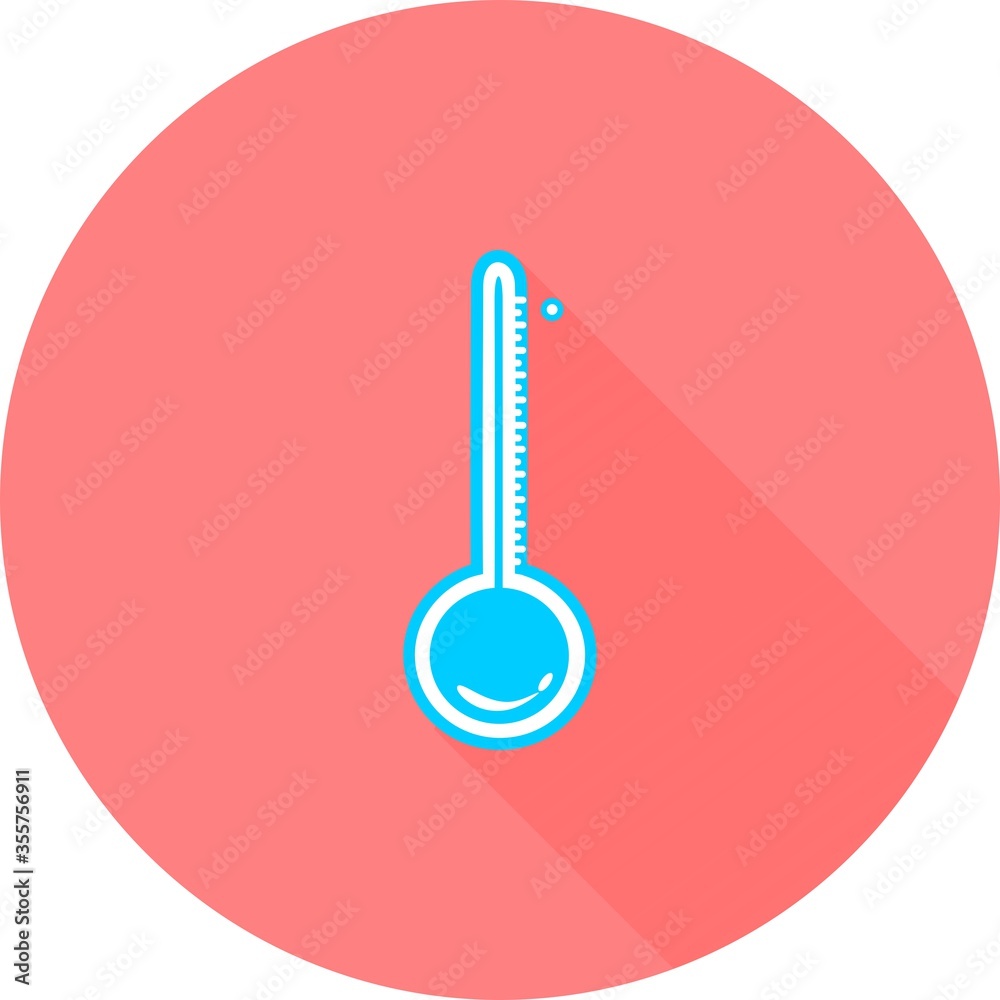 Celsius or fahrenheit meteorology thermometer measuring heat or cold, vector illustration. Thermometer equipment showing hot or cold weather. Medicine thermometer in circle icon with long shadows. Celsius or fahrenheit meteorology thermometer measuring heat or cold, vector illustration. Thermometer equipment showing hot or cold weather. Medicine thermometer in circle icon with long shadows.