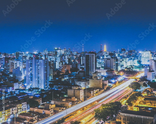 Sao Paulo downtown in long exposure, Brazil