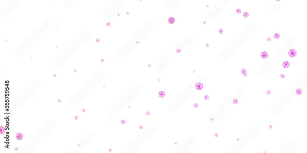 Fototapeta Light Pink, Yellow vector doodle background with flowers.