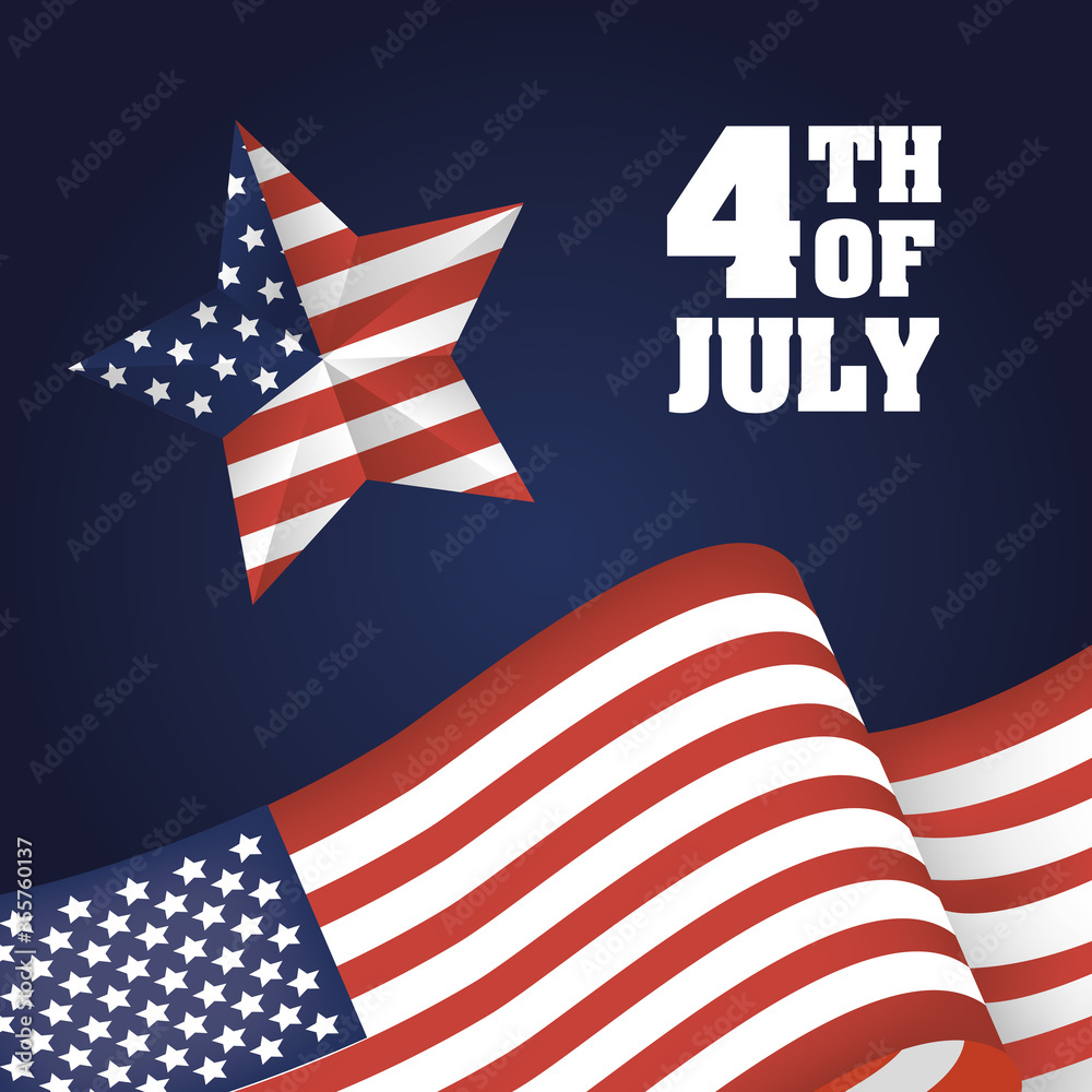 Usa star and flag of 4th july vector design