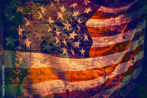 Closeup of grunge American flag