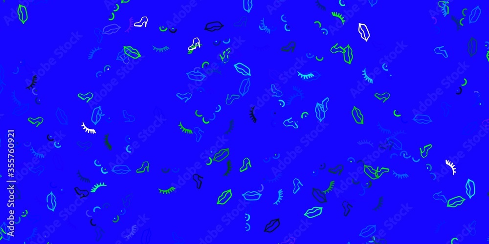 Light Blue, Green vector backdrop with woman's power symbols. Light Blue, Green vector backdrop with woman's power symbols.