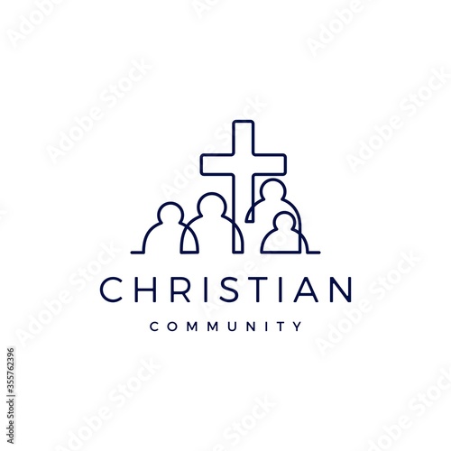 christian community people family logo vector icon illustration
