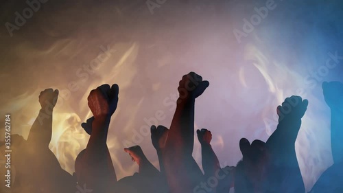 crowd of people protesting. Black Lives Matter. in a 
burning city 3d render