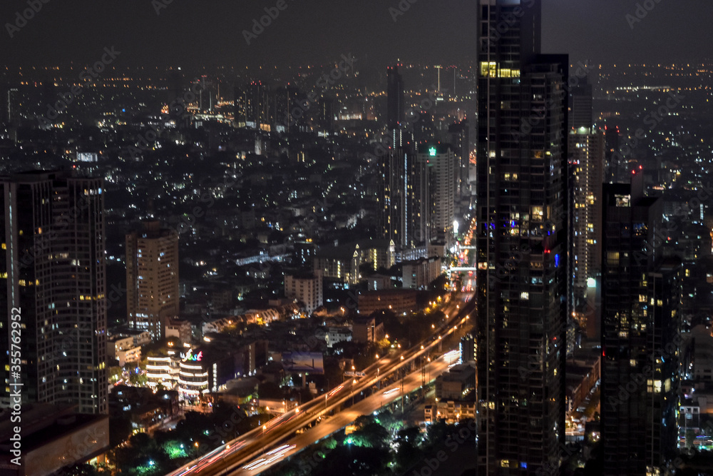 Fototapeta premium Vista nocturna de Bangkok