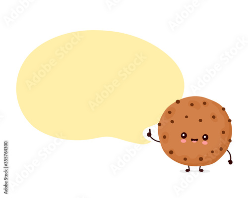 Cute happy funny chocolate cookie 