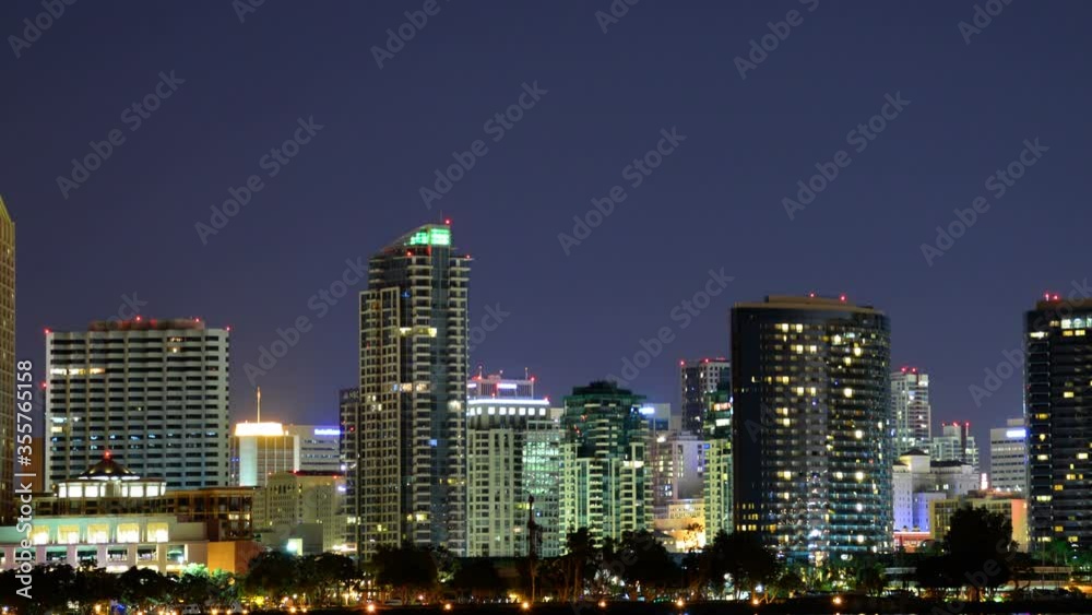 San Diego Night Skyline from Coronado Time Lapse California USA Pan Right San Diego Night Skyline from Coronado Time Lapse California USA Pan Right