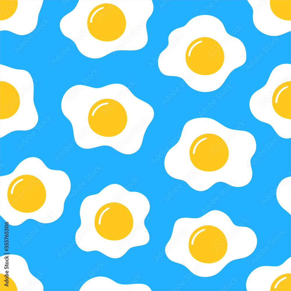 Cute fried eggs seamless pattern