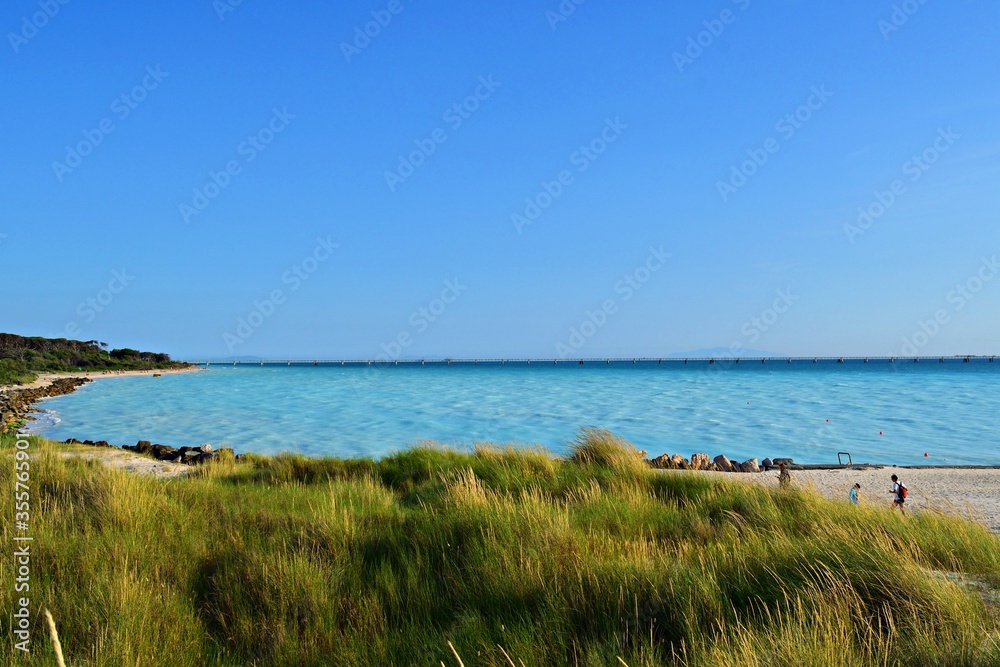 landscape of the White Beaches, sandy coast located in the municipality of Rosignano Marittimo in Tuscany Italy, between the hamlets of Rosignano Solvay and Vada