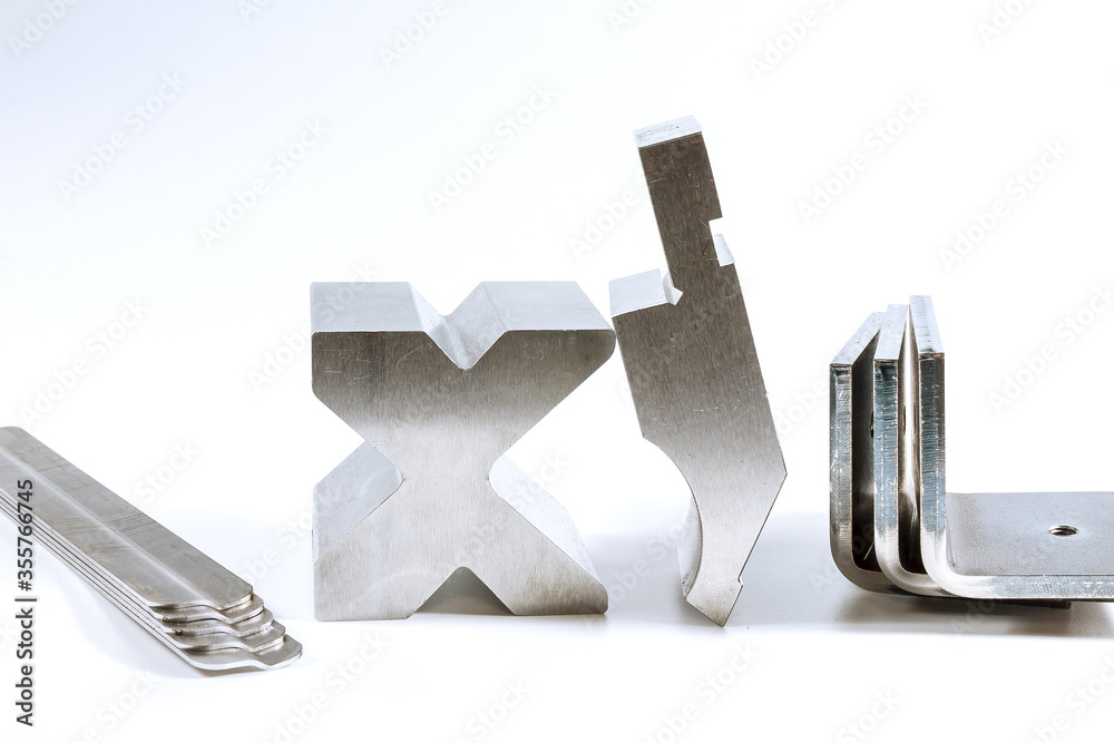 Sheet metal bending tool and equipment isolated on a white background ...