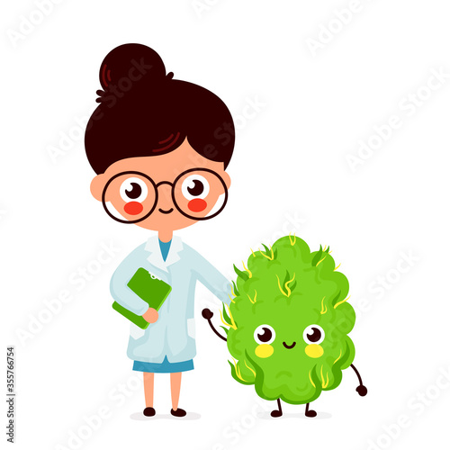 Cute woman doctor and medical cannabis bud
