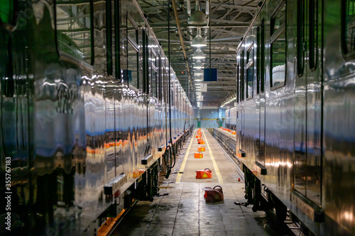 Subway train metro depot