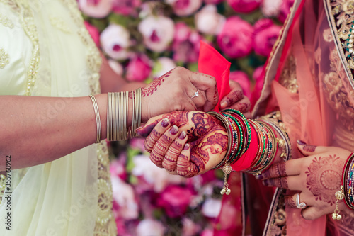 Indian Hindu bride's wearing her jewellery close up