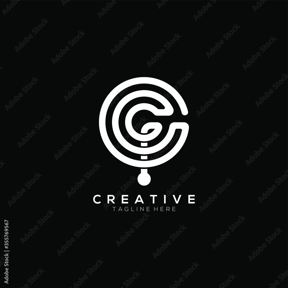 creative modern Letter G and spiral icon white color logo design template creative modern Letter G and spiral icon white color logo design template