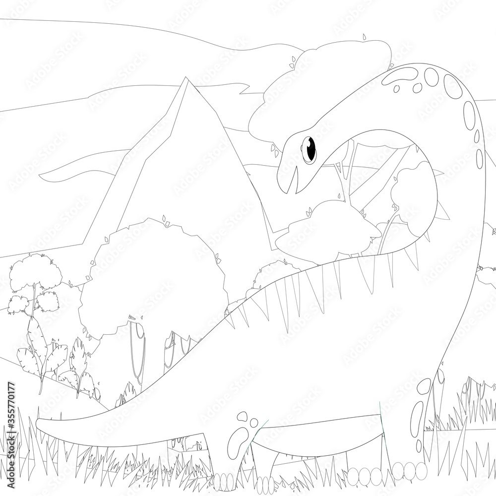 Dinosaur Brachiosaurus Suitable For Any Of Graphic Design Project Such As Coloring Book And Education