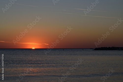 seascape at sunset time in the tourist resort of Vada in the municipality of Rosignano Marittimo on the Livorno coast in Tuscany, Italy