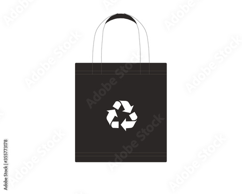 4 eco cloth bags for sleeping Many colors foravariety of uses. Color recycling symbol Green isolated on white, empty bag for campaigning to use bags to reduce plastic waste. Illustration Vector techn