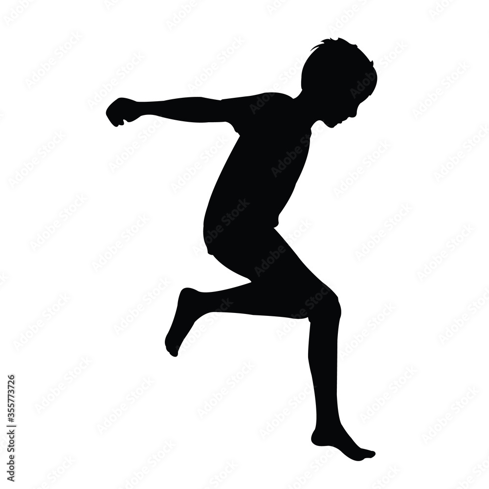 a boy jumping body silhouete vector