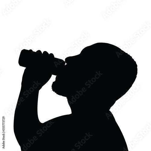 a man drinking head silhouette vector